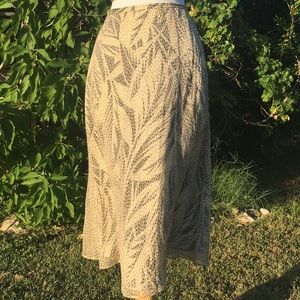 Talbot's cream silk mixed media skirt size 14